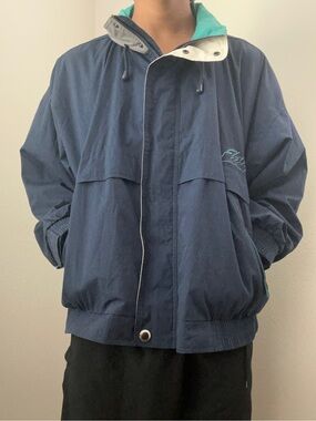 SOLD VTG Men’s Rain Windbreaker Jacket Size XXL White Blue Made in Korea